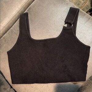 House of Harlow 1960 Black Ribbed Crop Top